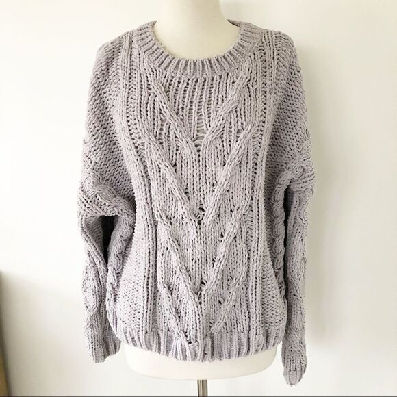 J.O.A. Gray Cable Knit Pullover Chunky Sweater - Picture 3 of 13